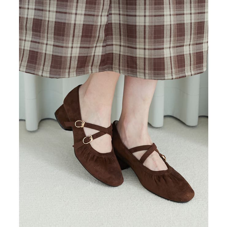 ブラウン | レディギャザーストラップパンプス | MAJESTIC LEGON 