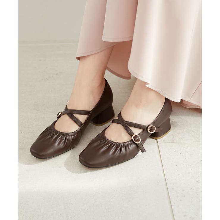 Ｄ／ブラウン | レディギャザーストラップパンプス | MAJESTIC LEGON 