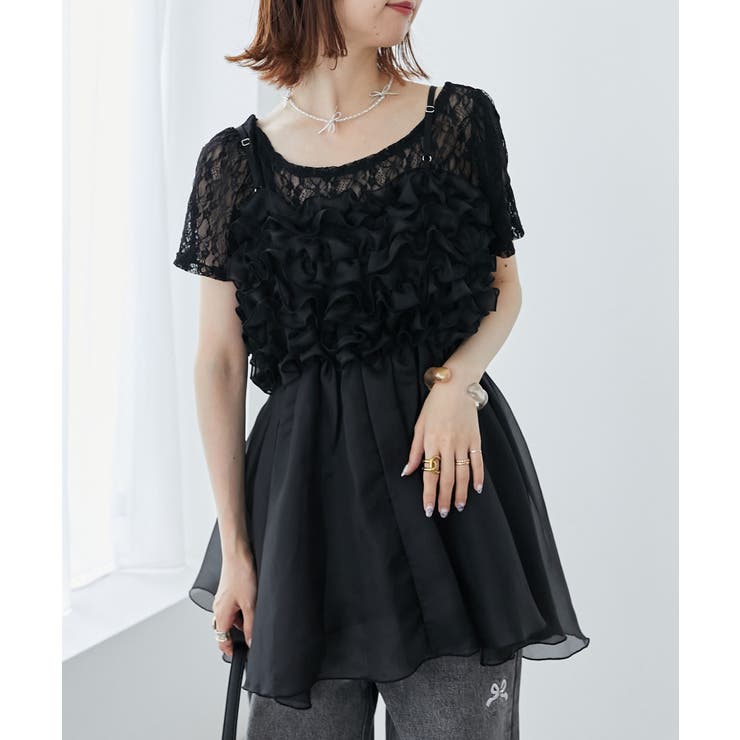 チョーカー付半袖レーストップス[品番：CTYW0004133]｜MAJESTIC LEGON 