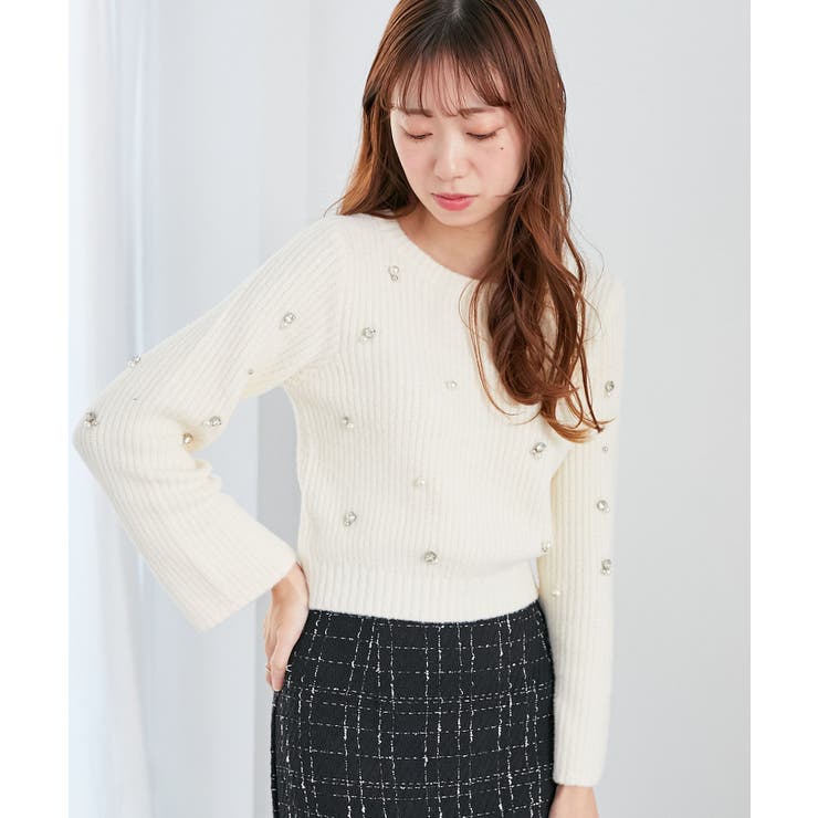 アイボリー | パールビジューニット | MAJESTIC LEGON 