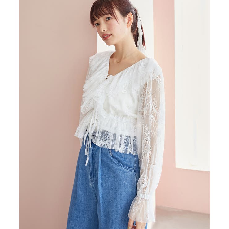 フロントリボンレースブラウス[品番：CTYW0003874]｜MAJESTIC LEGON