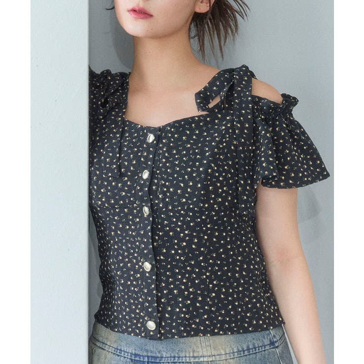 ショルダーリボンコルセットブラウス[品番：CTYW0004074