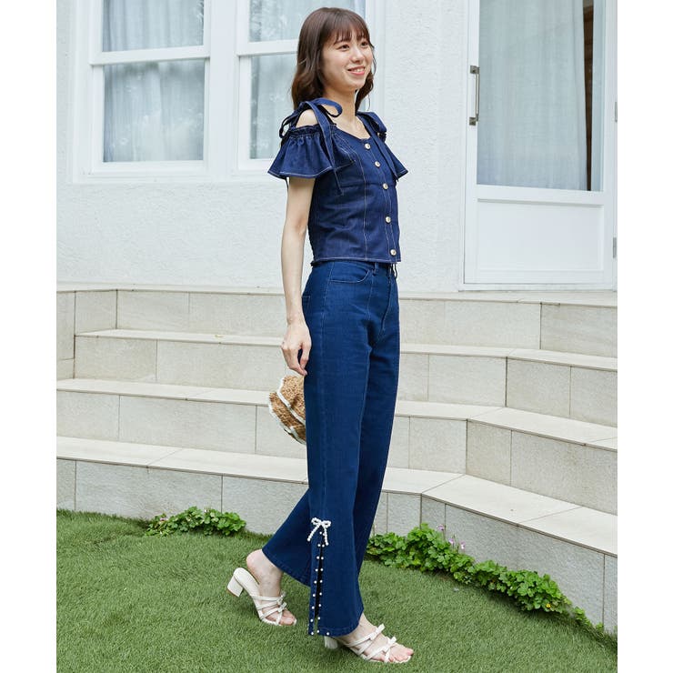 ショルダーリボンコルセットブラウス[品番：CTYW0004074]｜MAJESTIC