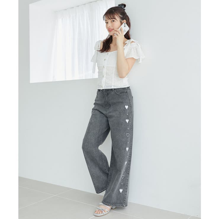 ショルダーリボンブラウス ショルダーリボンコルセットブラウス[品番：CTYW0004074