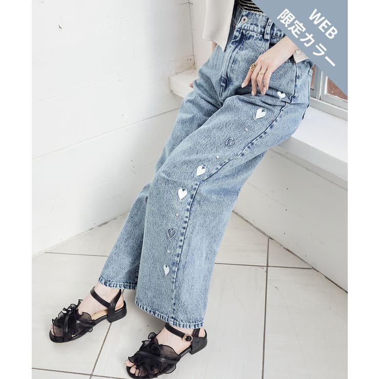 サックス柄 | リボンビジューデニムパンツ | MAJESTIC LEGON 