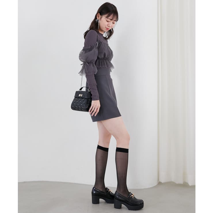 ハイウエストプレーンミニスカート | MAJESTIC LEGON  | 詳細画像4 