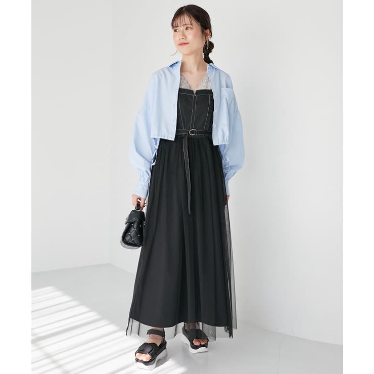 新品【Mila Owen】ミラオーウェン ドッキングロングジレ チュール M