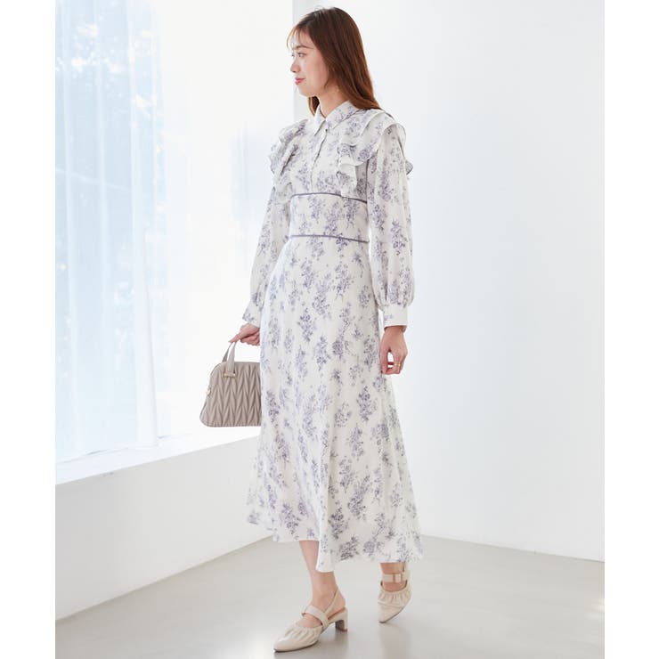 バックレースアップ花柄ワンピース[品番:CTYW0003863 バックレースアップ花柄ワンピース[品番:CTYW0003863