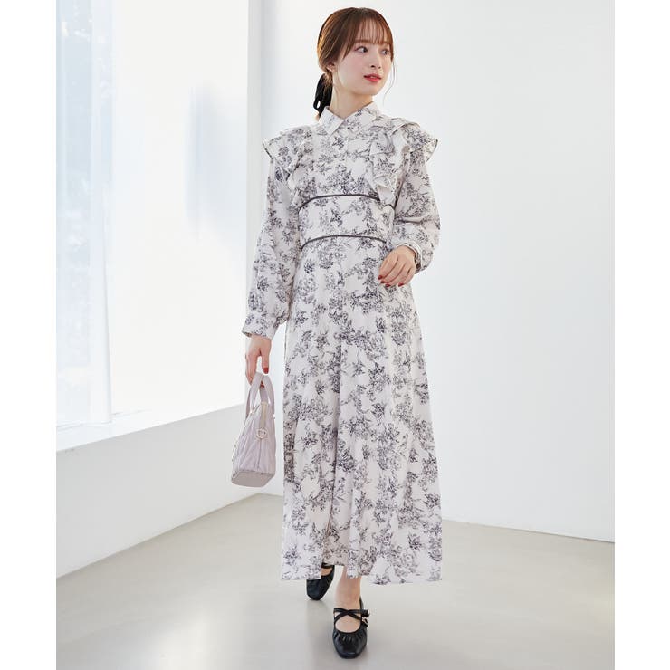 バックレースアップ花柄ワンピース[品番：CTYW0003863]｜MAJESTIC