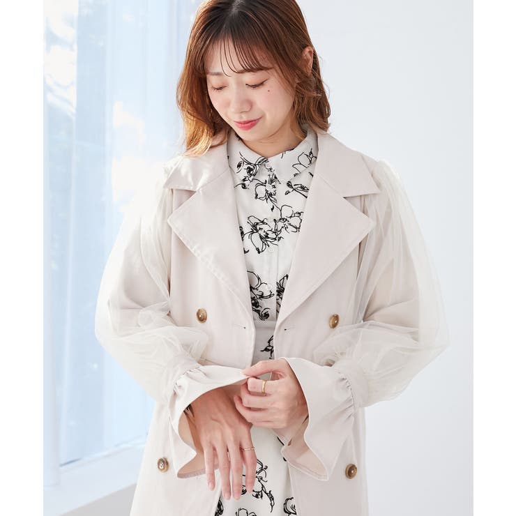 アイボリー | チュールレイヤードトレンチコート | MAJESTIC LEGON 