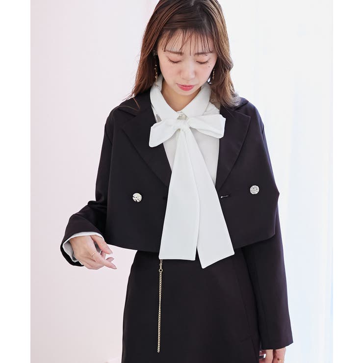 リボンディティールショートジャケット[品番：CTYW0003866]｜MAJESTIC