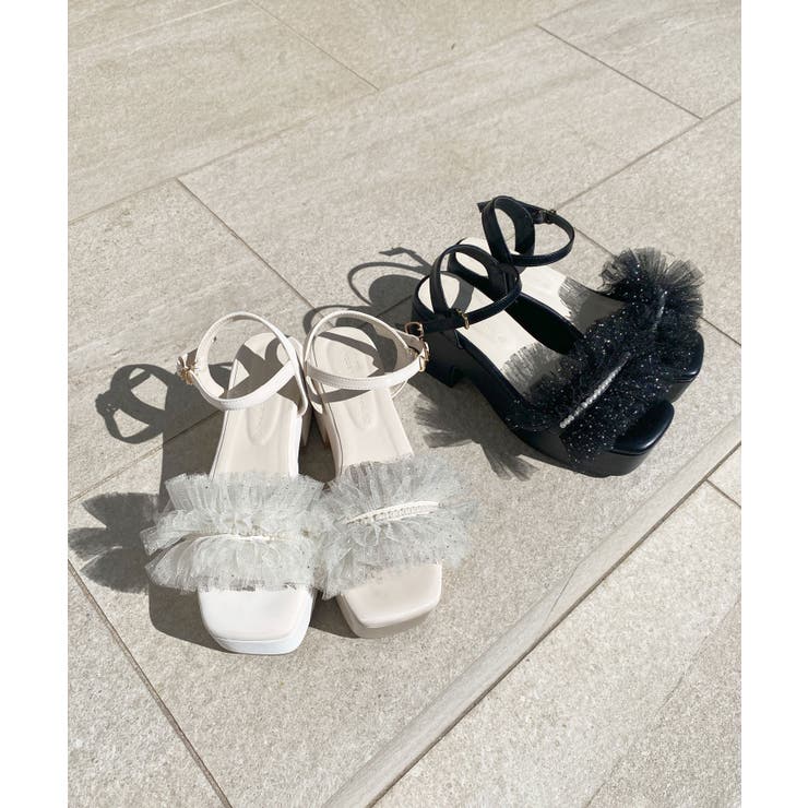 チュール×パール厚底サンダル | MAJESTIC LEGON  | 詳細画像1 