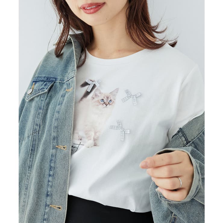 プチリボンネコＴシャツ | MAJESTIC LEGON  | 詳細画像1 