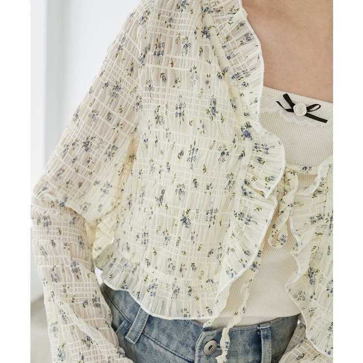 アイボリー柄 | レースカーデ×リボンインナーセット | MAJESTIC LEGON 