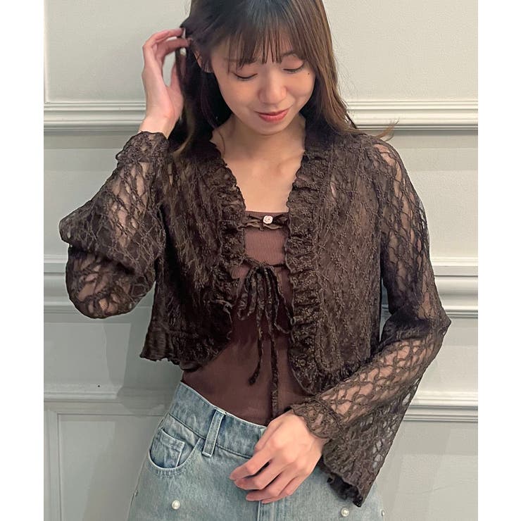 ブラウン | レースカーデ×リボンインナーセット | MAJESTIC LEGON 