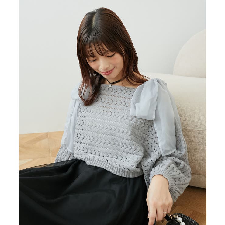 ☆エムズグレイシー☆新品タグ付き！肩リボン付きシンプルニット♪ M'S GRACY - 新品タグ付き エムズグレイシー 完売 定番 リボンニットの