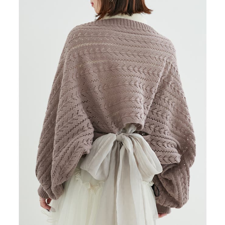 完売♡肩リボン2wayオフショルニット 定価16200円 新品未使用 2WAY肩リボン透かしニット[品番：CTYW0004353]｜MAJESTIC LEGON