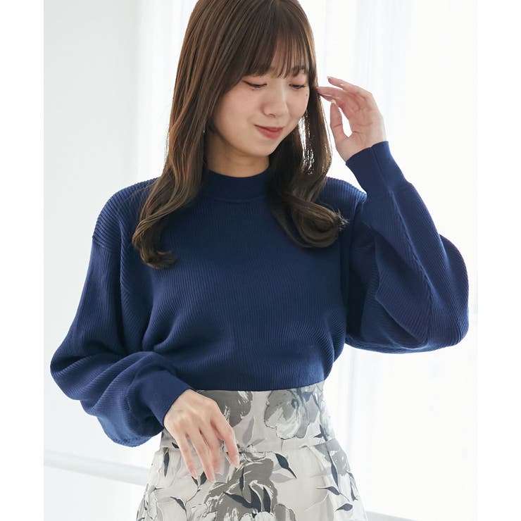ネイビー | ボリュームスリーブニット | MAJESTIC LEGON 