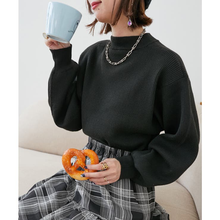 ブラック | ボリュームスリーブニット | MAJESTIC LEGON 