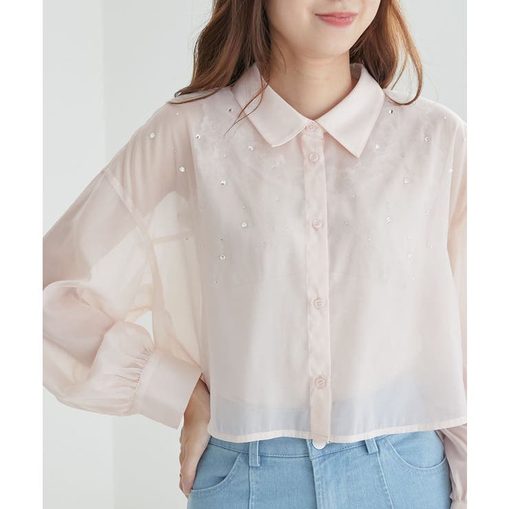 キラキラバックフリルシアーシャツ[品番：CTYW0004137]｜MAJESTIC