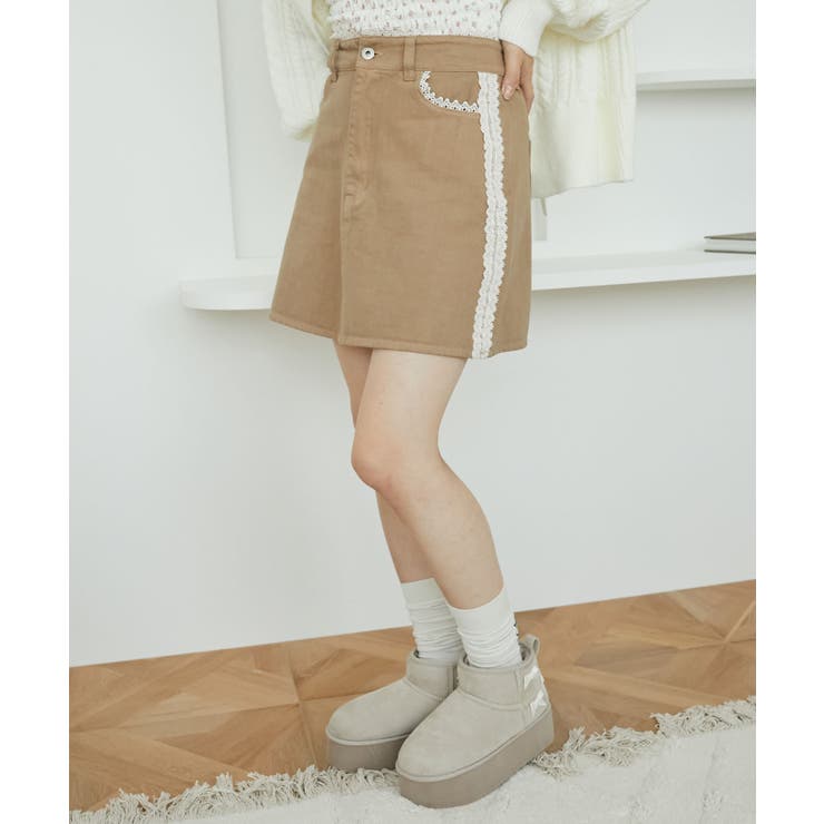 ベージュ | レースラインミニスカート | MAJESTIC LEGON 