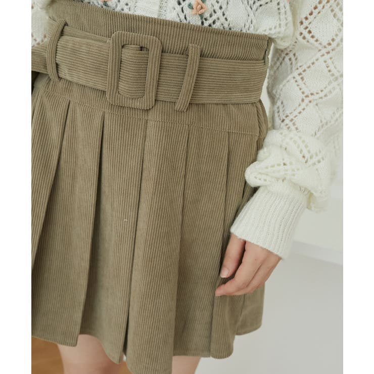 カーキグリーン | ベルトセットプリーツミニスカパン | MAJESTIC LEGON 