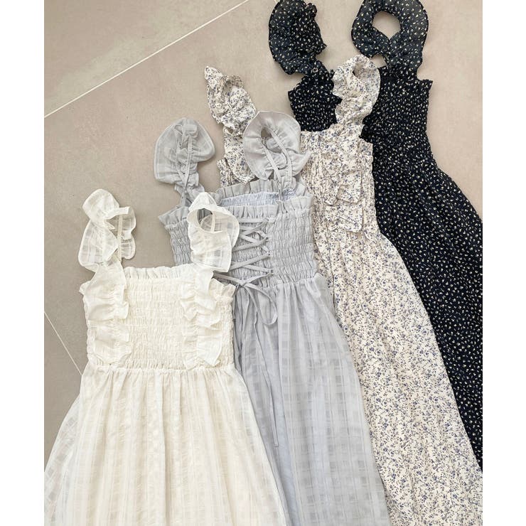 アイボリー | フリルショルダーレースアップワンピ | MAJESTIC LEGON 