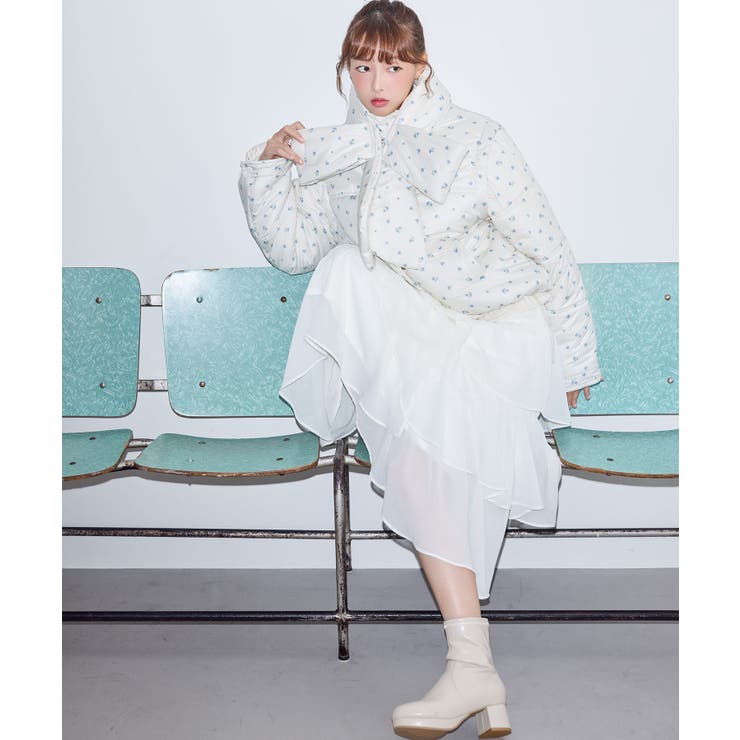 ブルー柄 | リボンマフラーセット中綿ブルゾン | MAJESTIC LEGON 