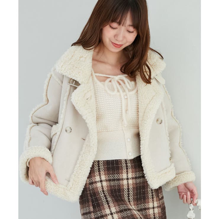 アイボリー | もこもこボアショートジャケット | MAJESTIC LEGON 