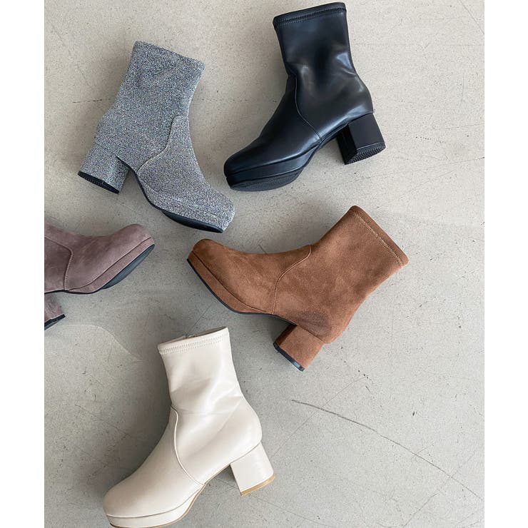 シルバー | フカフカヒールストレッチブーツ | MAJESTIC LEGON 