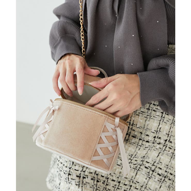 レースアップベロアバニティバッグ | MAJESTIC LEGON  | 詳細画像4 