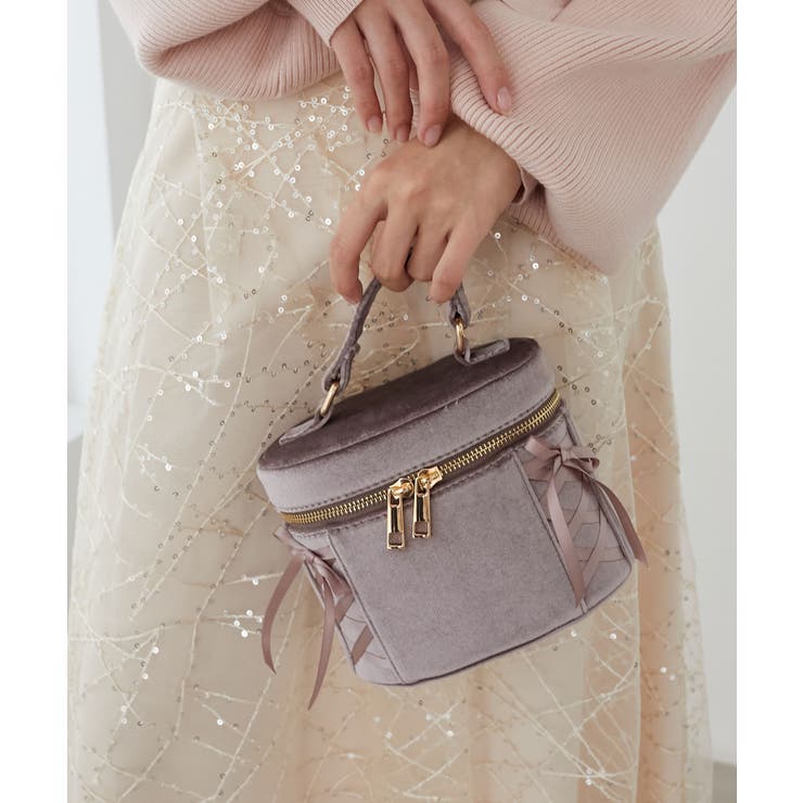 モカ | レースアップベロアバニティバッグ | MAJESTIC LEGON 