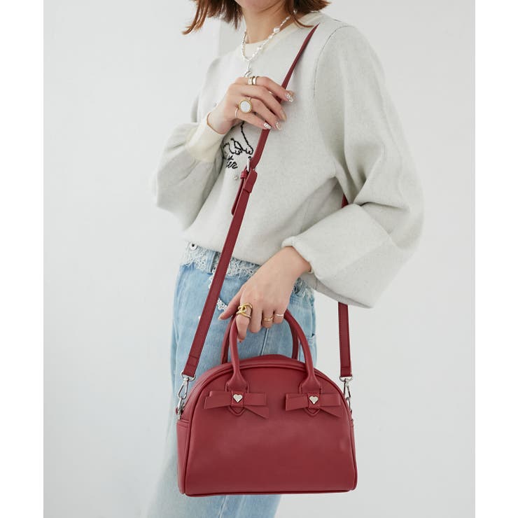 ボルドー | ハートリボンミニボストン | MAJESTIC LEGON 