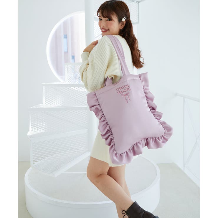 ピンク | サテンフリルロゴトート | MAJESTIC LEGON 