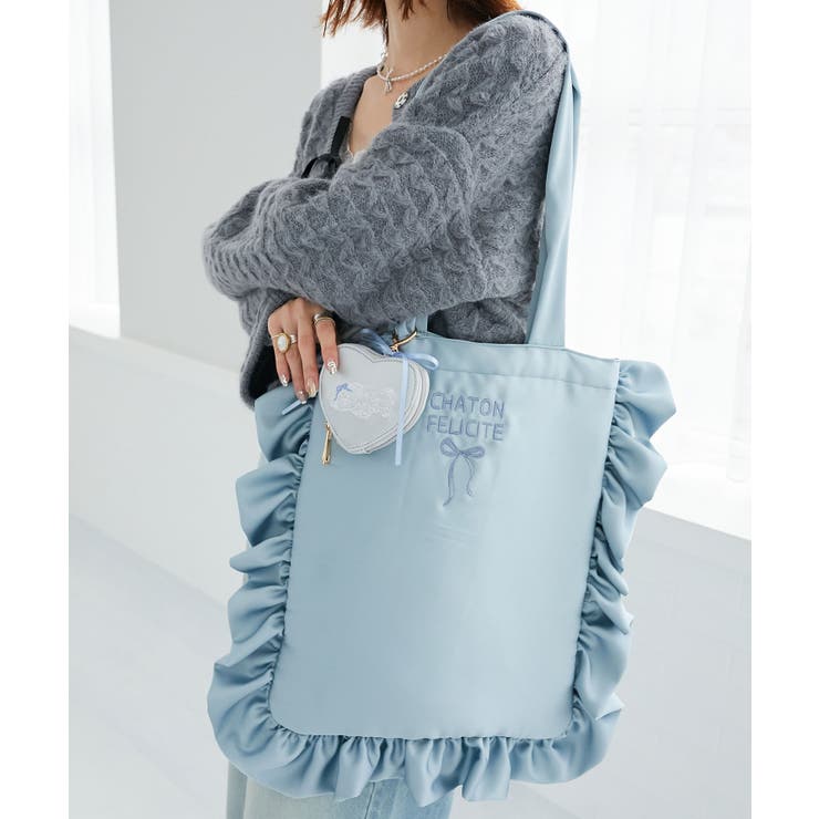 ブルー | サテンフリルロゴトート | MAJESTIC LEGON 