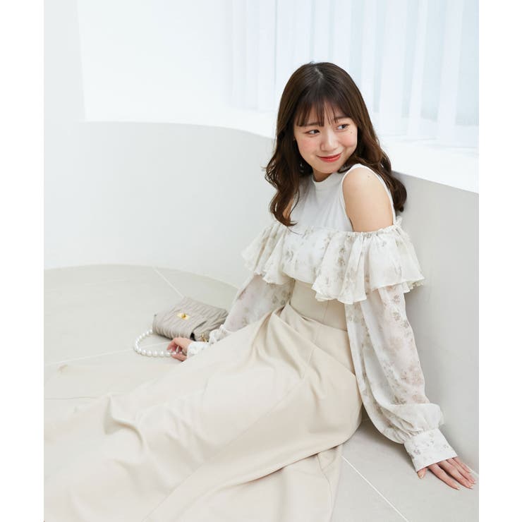 ベージュ | ウエストきゅっとフリルワンピース | MAJESTIC LEGON 