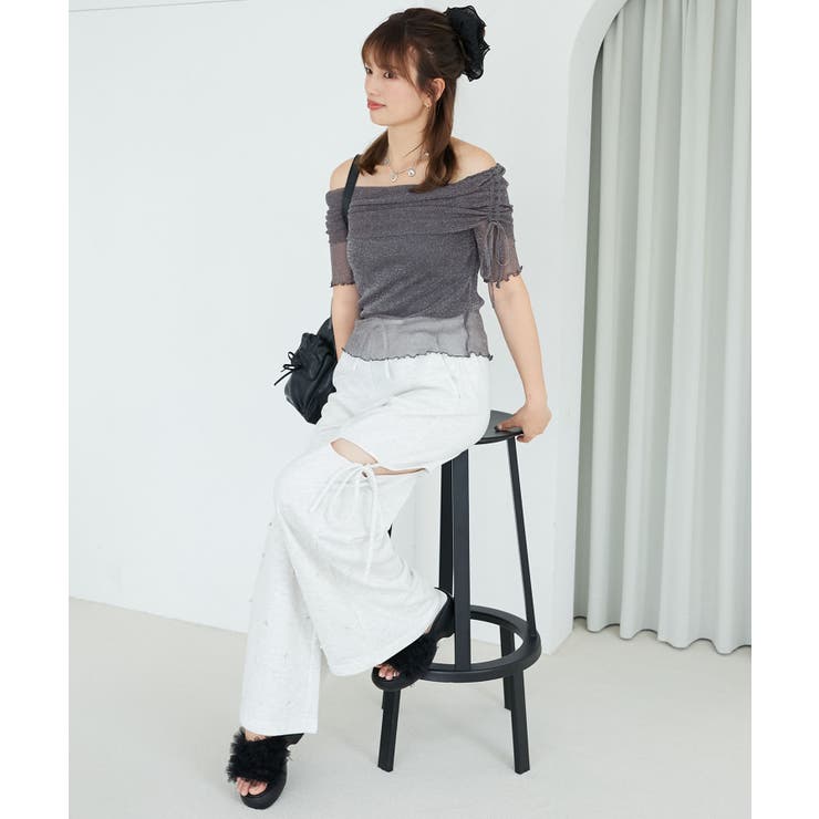 ∞ラメチュールオフショル半袖トップス | MAJESTIC LEGON  | 詳細画像24 