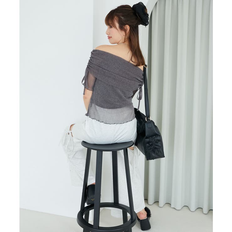 ∞ラメチュールオフショル半袖トップス | MAJESTIC LEGON  | 詳細画像25 