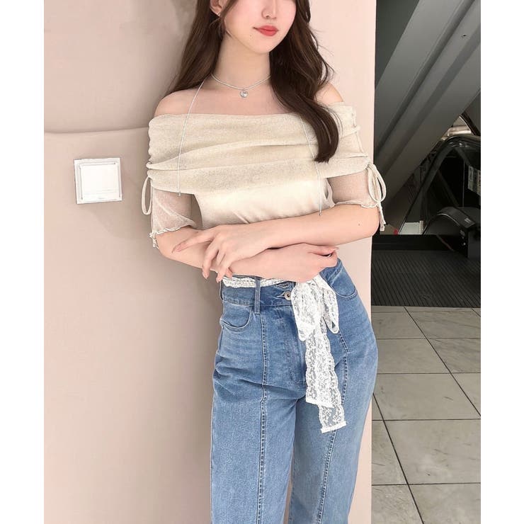 ∞ラメチュールオフショル半袖トップス | MAJESTIC LEGON  | 詳細画像3 