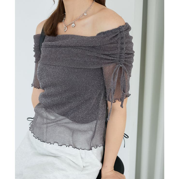 ∞ラメチュールオフショル半袖トップス | MAJESTIC LEGON  | 詳細画像30 