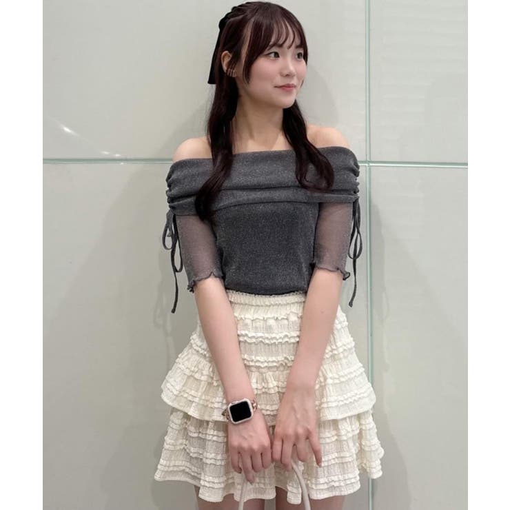 ∞ラメチュールオフショル半袖トップス | MAJESTIC LEGON  | 詳細画像32 