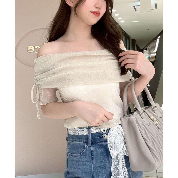 ∞ラメチュールオフショル半袖トップス | MAJESTIC LEGON  | 詳細画像4 