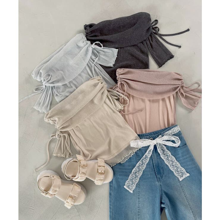 ∞ラメチュールオフショル半袖トップス | MAJESTIC LEGON  | 詳細画像40 