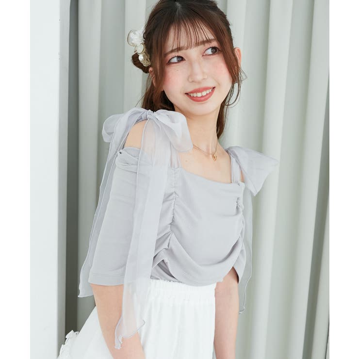 肩リボンオフショルカットトップス | MAJESTIC LEGON  | 詳細画像21 