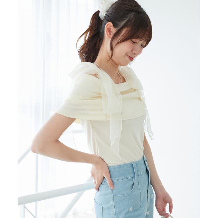 肩リボンオフショルカットトップス | MAJESTIC LEGON  | 詳細画像7 