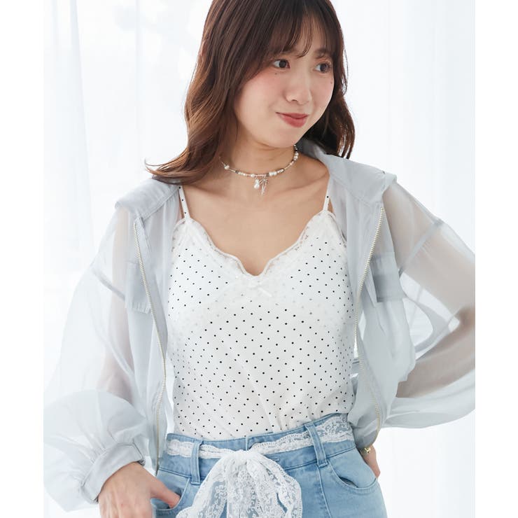 アイボリー柄 | カップ付きローズリボンキャミ | MAJESTIC LEGON 