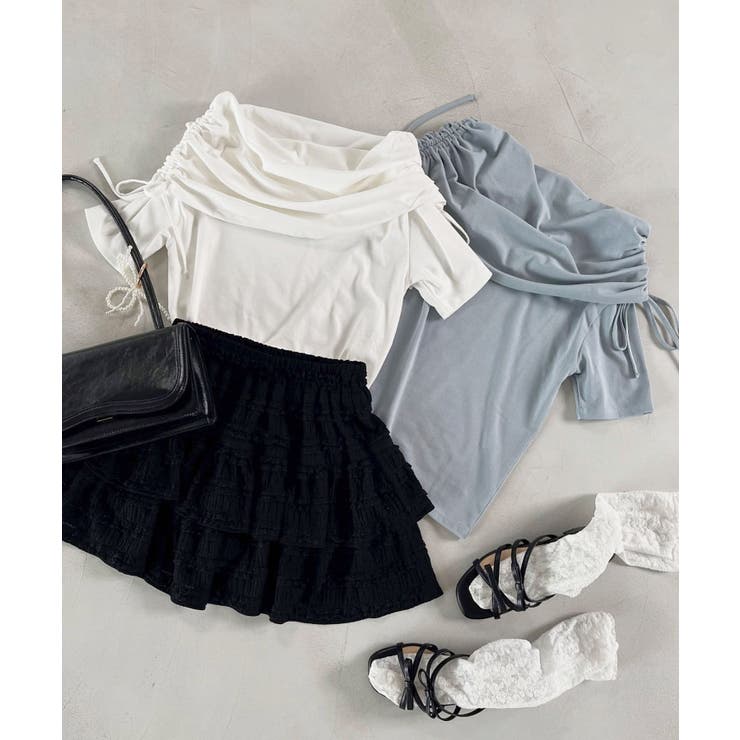 サイドドロストオフショルカットトップス | MAJESTIC LEGON  | 詳細画像33 