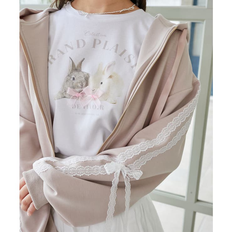 レースリボンラインパーカー[品番：CTYW0004689]｜MAJESTIC