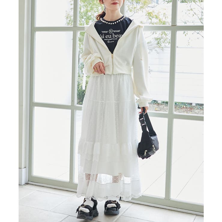 レースリボンラインパーカー[品番：CTYW0004689]｜MAJESTIC