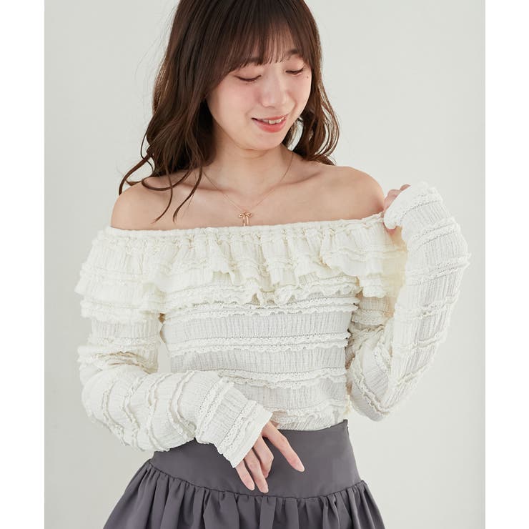アイボリー | 前後2wayカットレースフリルトップス | MAJESTIC LEGON 